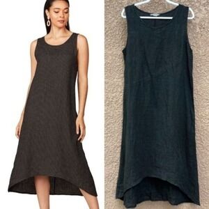 Pistache Italy Linen Polka Dot Dress Sz L Timeless Essentials Modern Classic